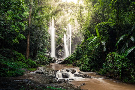 Beautiful waterfall in Chiangmai of Thailand.の写真素材