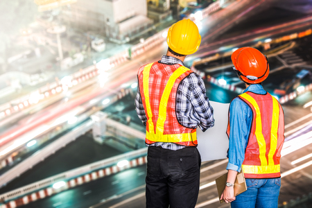 Two engineers watching some a constructionの写真素材
