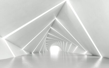Abstract white twisted corridor, 3d renderingの写真素材