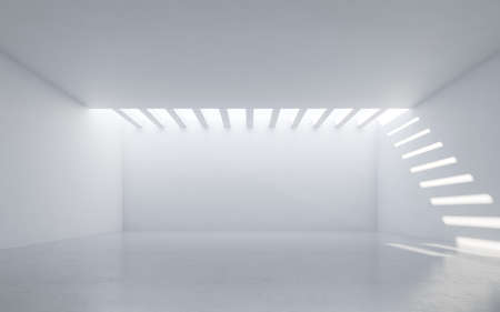 Abstract white interior. Empty room with white walls. 3d rendering