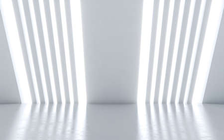 Illuminated corridor interior design. 3D renderingの写真素材