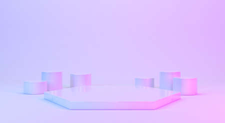 Blank product stand or stage on pastel colors background, 3d renderの写真素材