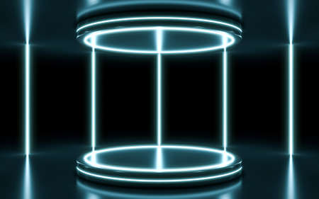 Neon stage background. 3d rendering
