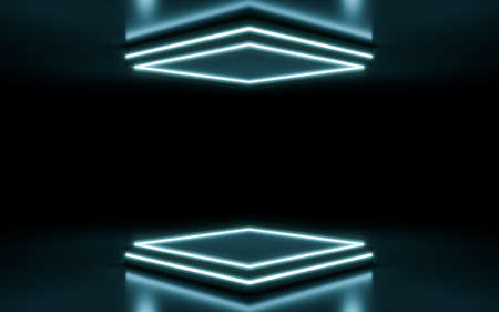 Neon stage background. 3d rendering