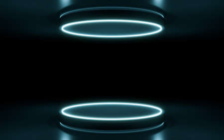 Neon stage background. 3d rendering