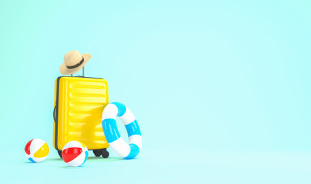 Summer Vacation Design for Travel Concept. 3d renderingの写真素材