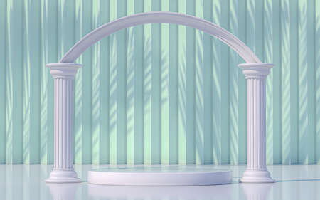 Podium pedestal with columns greek style. 3d rendering