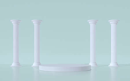 Podium pedestal with columns greek style. 3d renderingの写真素材