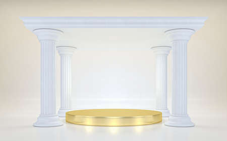 Podium pedestal with columns greek style. 3d renderingの写真素材