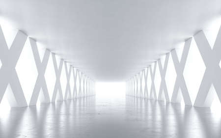 White Abstract Tunnel design. 3D renderingの写真素材