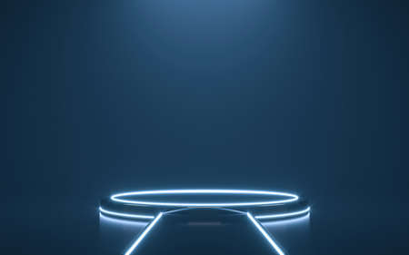 Futuristic pedestal for display. Blank podium for product. 3d rendering