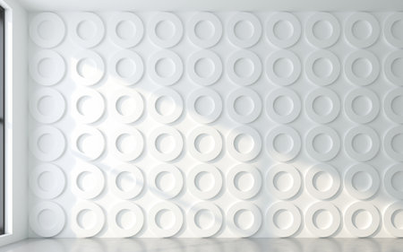 Light and shadow of window frame with 3d wall panel. 3d rendering