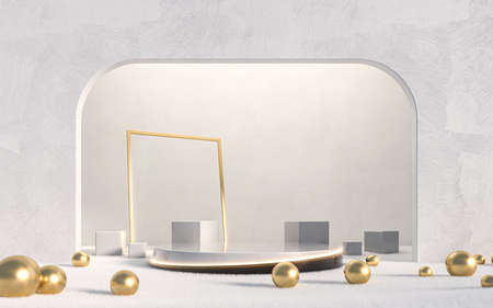 Pedestal podium display for cosmetic or product. 3d rendering