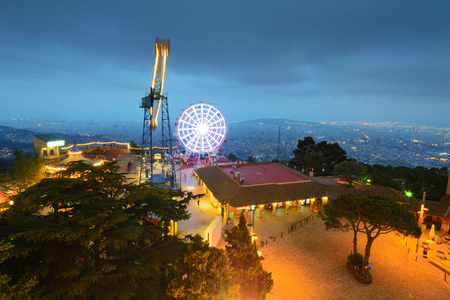 Barcelona, Spain September 24, 2014: View for Tibidabo Park at 24 September, 2014 at Tibidabo, Barcelona, Spain.のeditorial素材