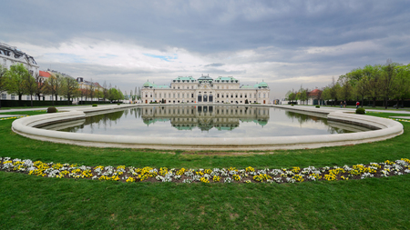 Vienna, Austria - April 17: Belvedere Palace building. The Old Town is a UNESCO World Heritage Site at April 17, 2015 in Vienna, Austriaのeditorial素材