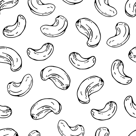 Pattern of vector illustrations on the nutrition theme; set of cashews. Realistic isolated objects for your design.のイラスト素材