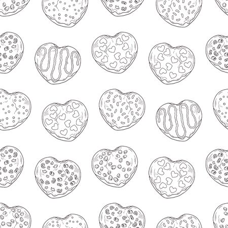 Vector pattern. Glazed donuts decorated with toppings, chocolate, nuts.のイラスト素材