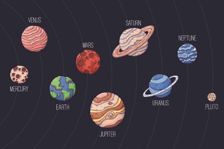 Hand drawn solar system Vector illustration illustration.