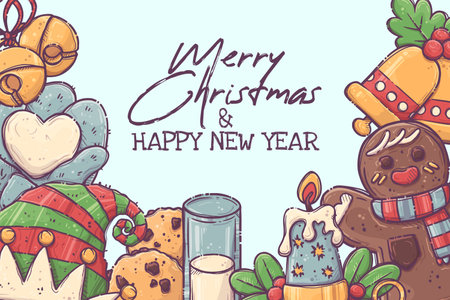 Hand drawn Christmas background Vectorのイラスト素材