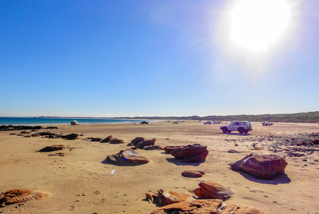 Wide shot of Cable Beach near Broome, Western Australiaの写真素材