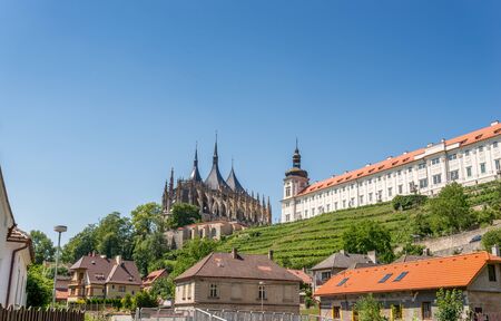 Saint Barbara Cathedral and Jesuit college with a small vineyard on the hill.の写真素材
