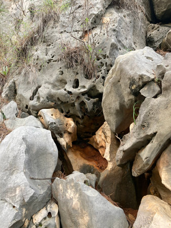 For many years, water has carved a passage in the rock, unusual natural formsの写真素材