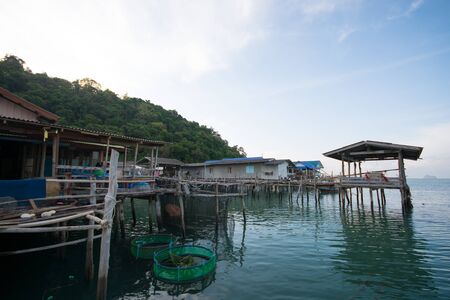 An image of fisherman village in the sea, Chumphon Province, Thailandの写真素材