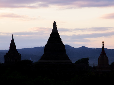 Silhouette pagoda in Bagan ancient city Madalay Region Myanmarの写真素材