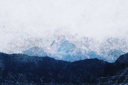 Grunge image of Mountain peak in Nepalの写真素材