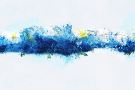 Abstract mountains landscape on white background, digital watercolor paintingの写真素材