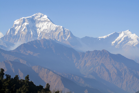 Mountain range in the afternoon with blue sky background, Himalayas in Nepalの写真素材