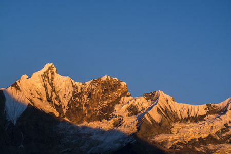 Mountain range in the evening, Himalayas in Nepalの写真素材