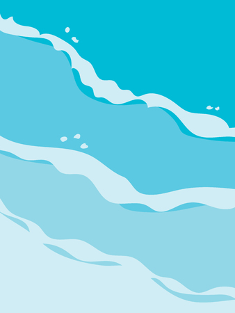 Vector background image of waves at beach in sea green shadesのイラスト素材