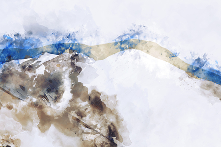 Abstract watercolor in brown tone, digital watercolor paintingの写真素材