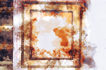 Abstract painting in orange tone, Digital watercolor paintingの写真素材