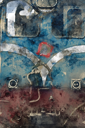 Abstract watercolor painting of vintage machine, digital watercolor paintingの写真素材