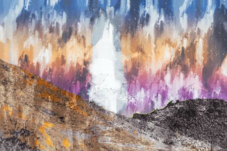Abstract painting of colorful mountains, Digital paintingの写真素材