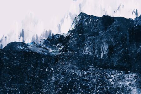 Abstract painting of mountains in dark tone, Digital paintingの写真素材
