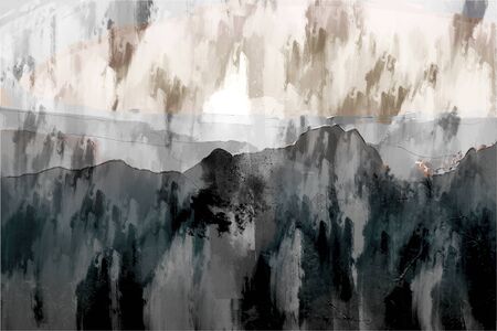 Abstract painting of mountains in dark tone, Digital paintingの写真素材