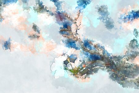 Colorful digital abstract painting, colorful background illustrationの写真素材