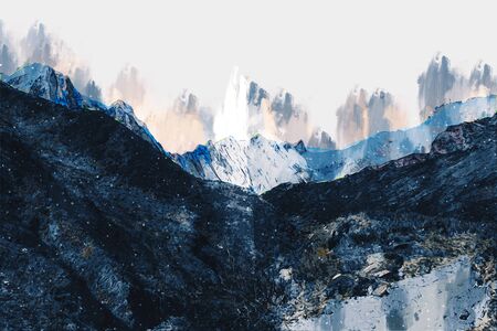 Abstract painting of colorful mountains, Digital paintingの写真素材