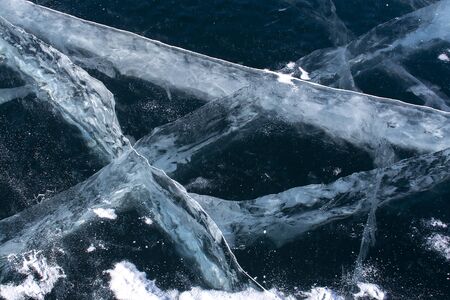 Surface of frozen lake at Baikal Lake, Russia