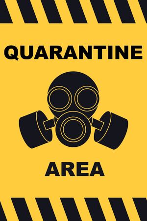 Quarantine poster with gas mask, corona virus pandemic situation, vector illustrationのイラスト素材