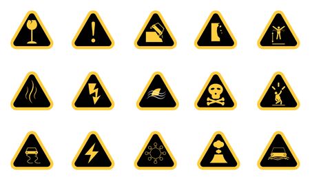 Caution and warning sign, icons pack, vector illustrationのイラスト素材