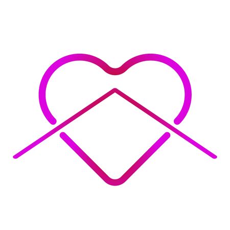 Heart shape in house, stay home, vector illustrationのイラスト素材