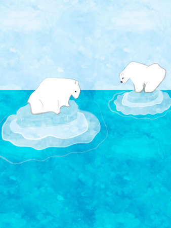 Digital  of polar bears on ice,  textureの写真素材