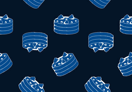 Cake seamless pattern background, blue tone image, vector illustration, doodle drawing
styleのイラスト素材