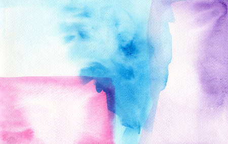 Abstract background, pink, blue and purple watercolor on paper textureの写真素材