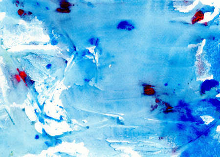 Abstract background of watercolor on paper texture, hand painted in blue