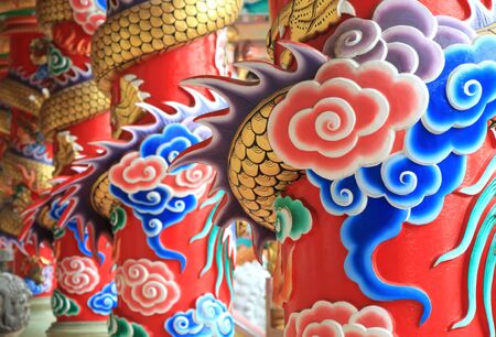 The art of dragon Chinese style  in Chinese Temple, Thailandの写真素材
